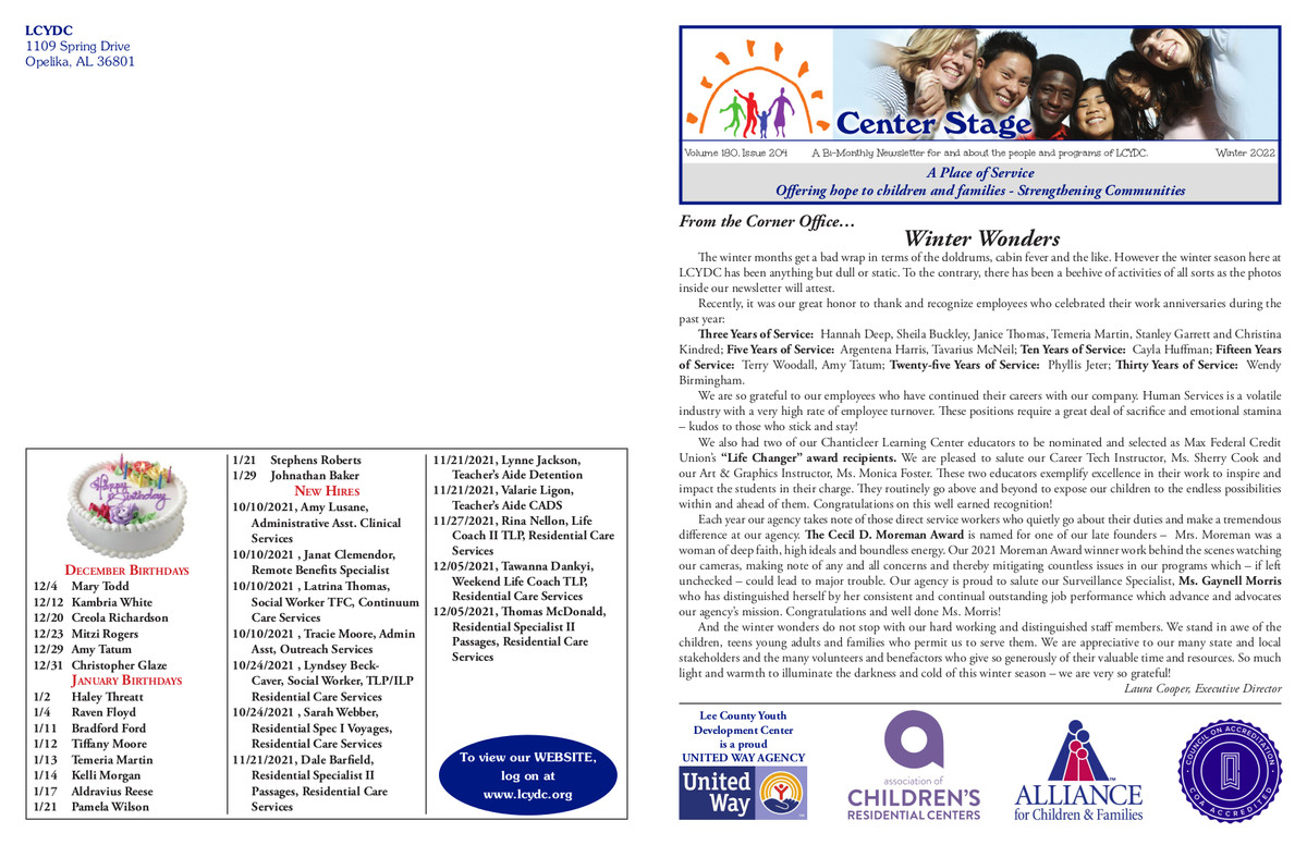 Cover of the December - January 2022 Newsletter