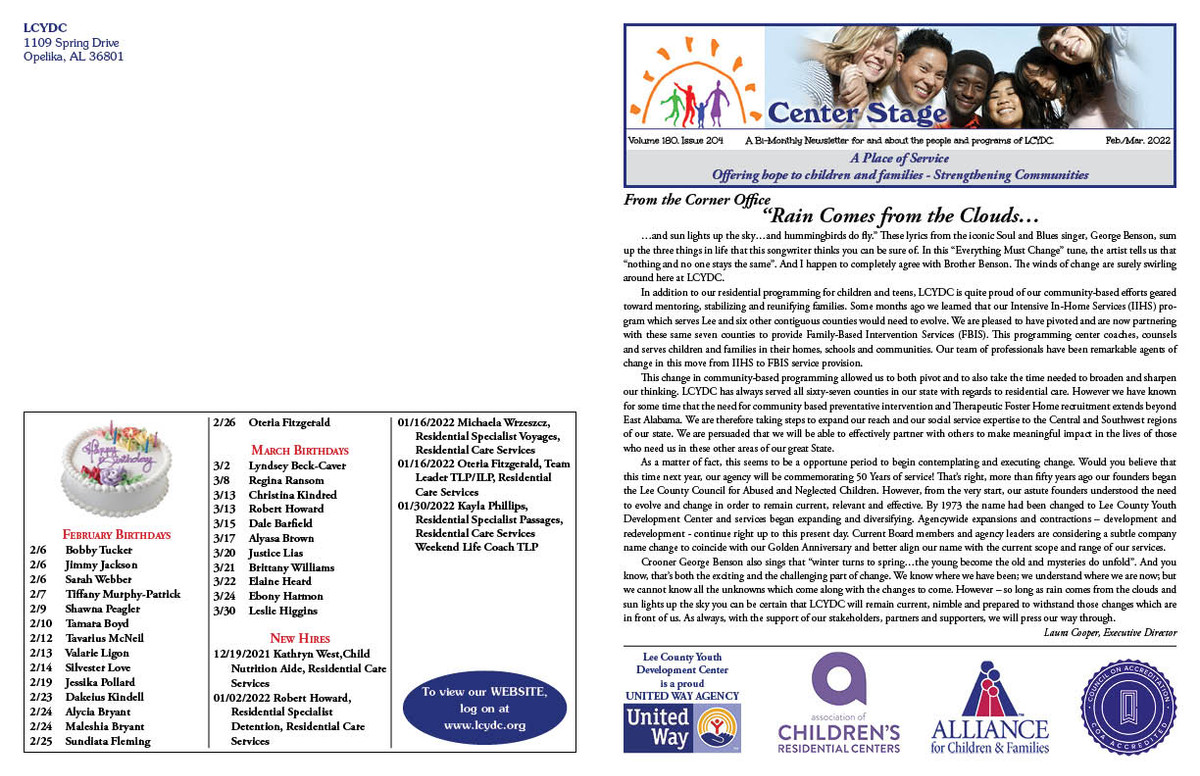 Cover of the February - March 2022 Newsletter