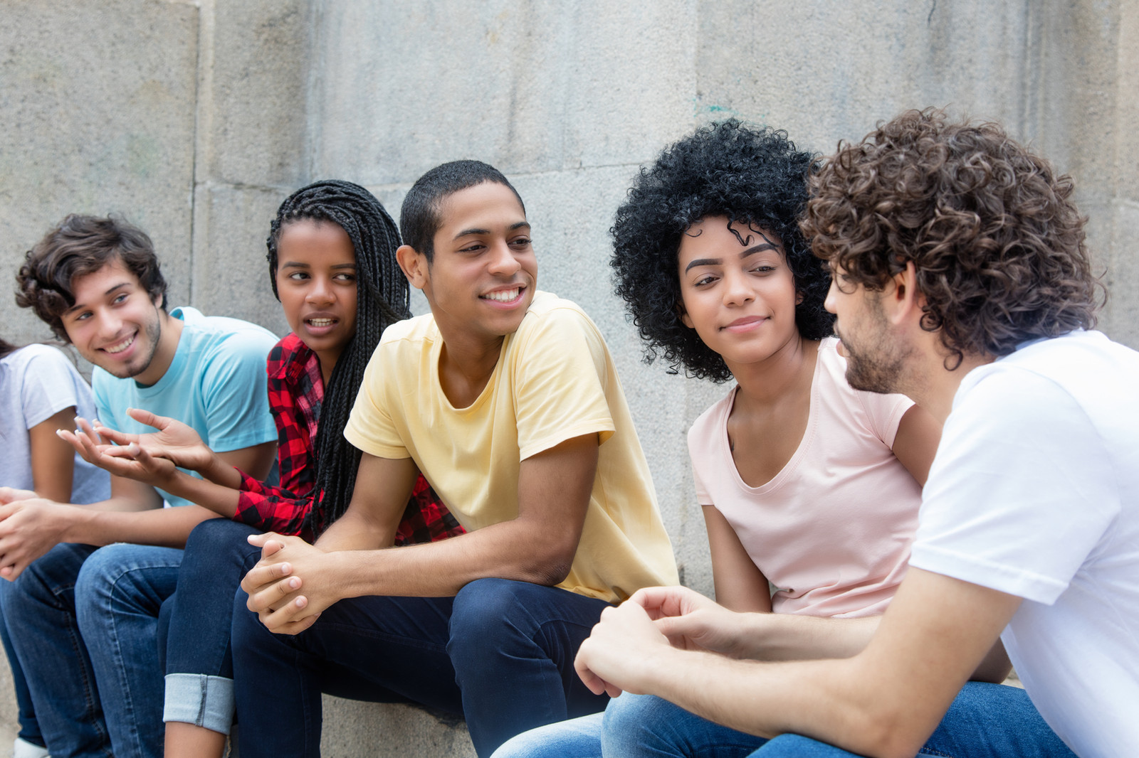 Teenagers smiling together
