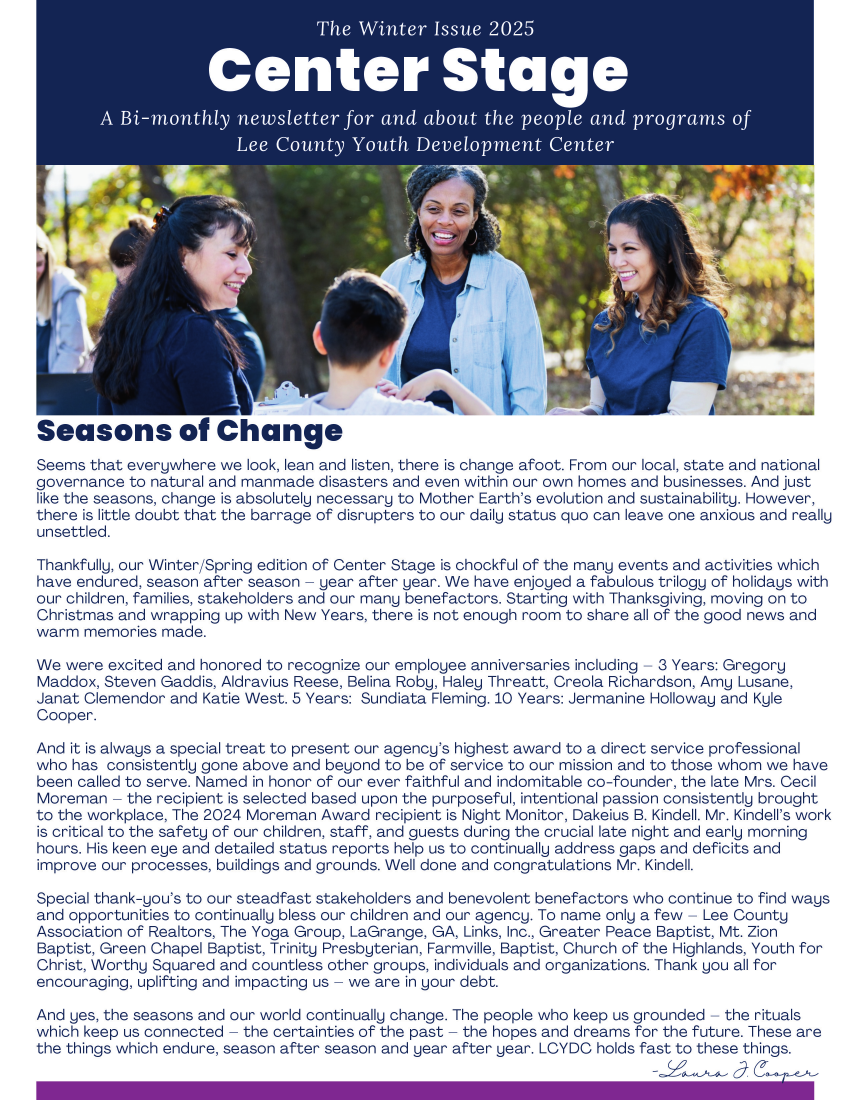 Winter 2025 Newsletter, front page